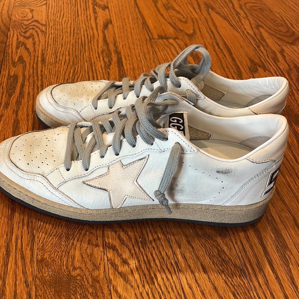 Golden Goose Ballstars white with light pink star sz 39